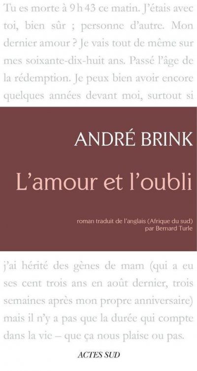 L'amour et l'oubli de André Brink